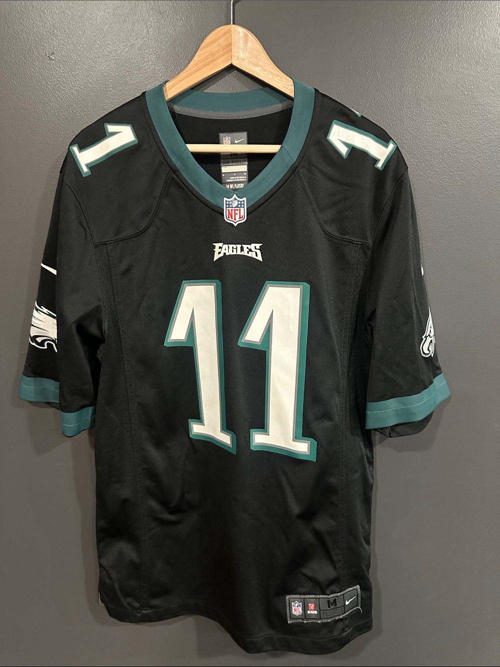 Nike Black and Midnight Green Philadelphia Eagles #11 Jersey Wentz